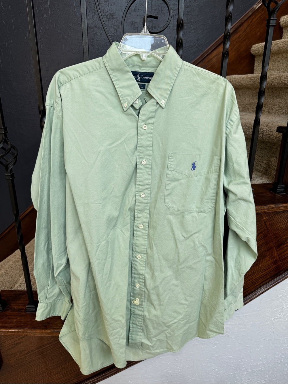 New Large Polo by Ralph Lauren Men's Light Green Oxford Button-Down Shirt - Picture 2 of 8